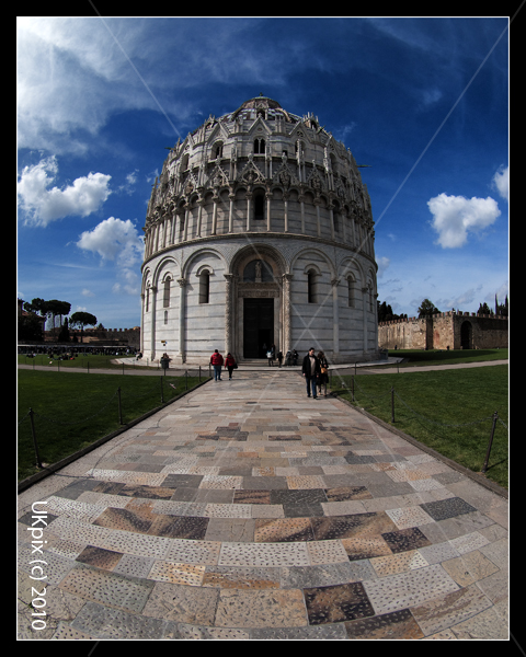 Baptistry, wide-angle picture, Pisa, Italy